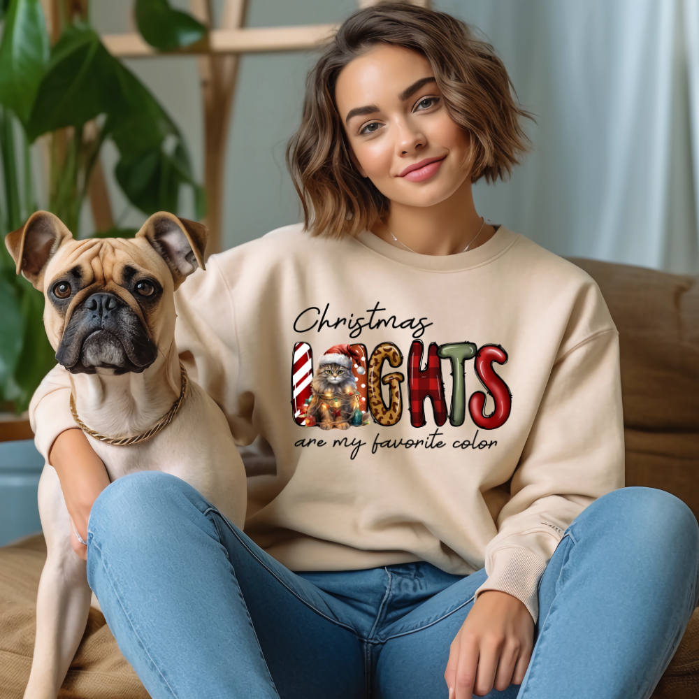 CHRISTMAS LIGHTS CAT | UNISEX CREW