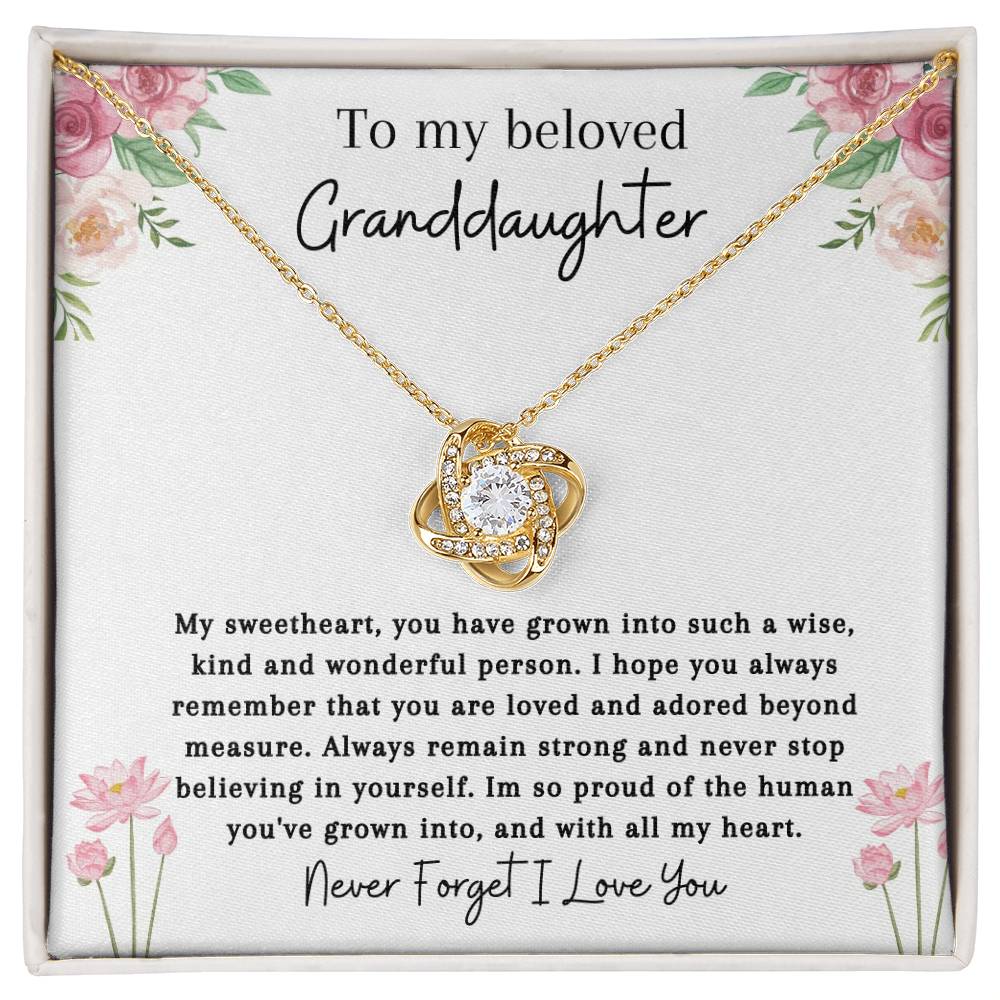 To My Beloved Granddaughter | So Proud | Love Knot Necklace