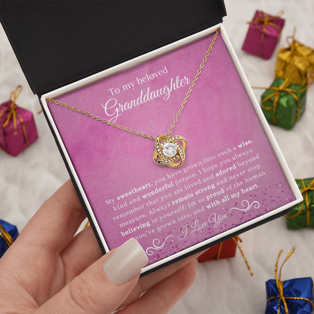 To My Beloved Granddaughter | So Proud | Love Knot Necklace