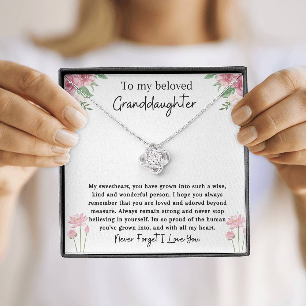 To My Beloved Granddaughter | So Proud | Love Knot Necklace