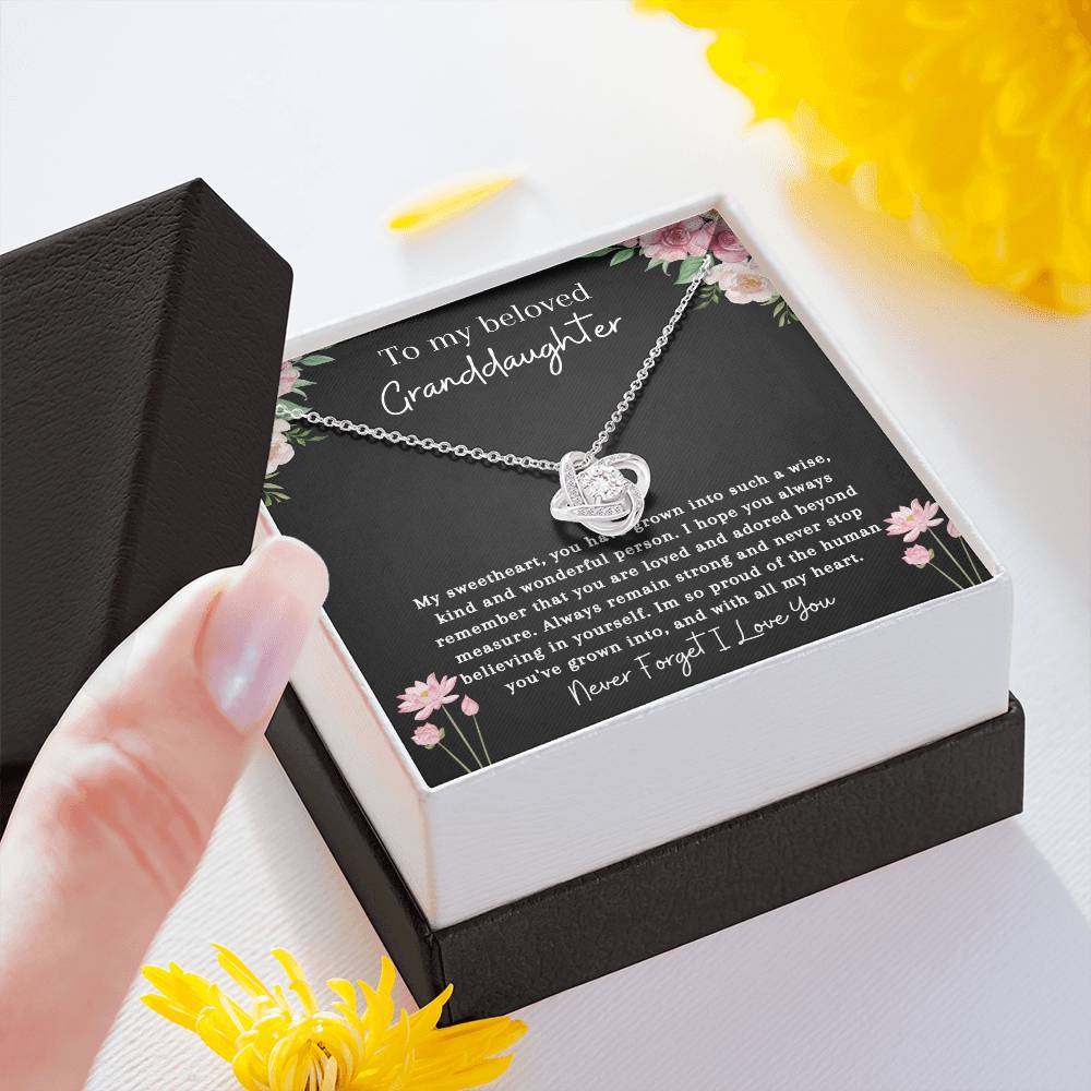 To My Beloved Granddaughter | Never Stop Believing | Love Knot Necklace