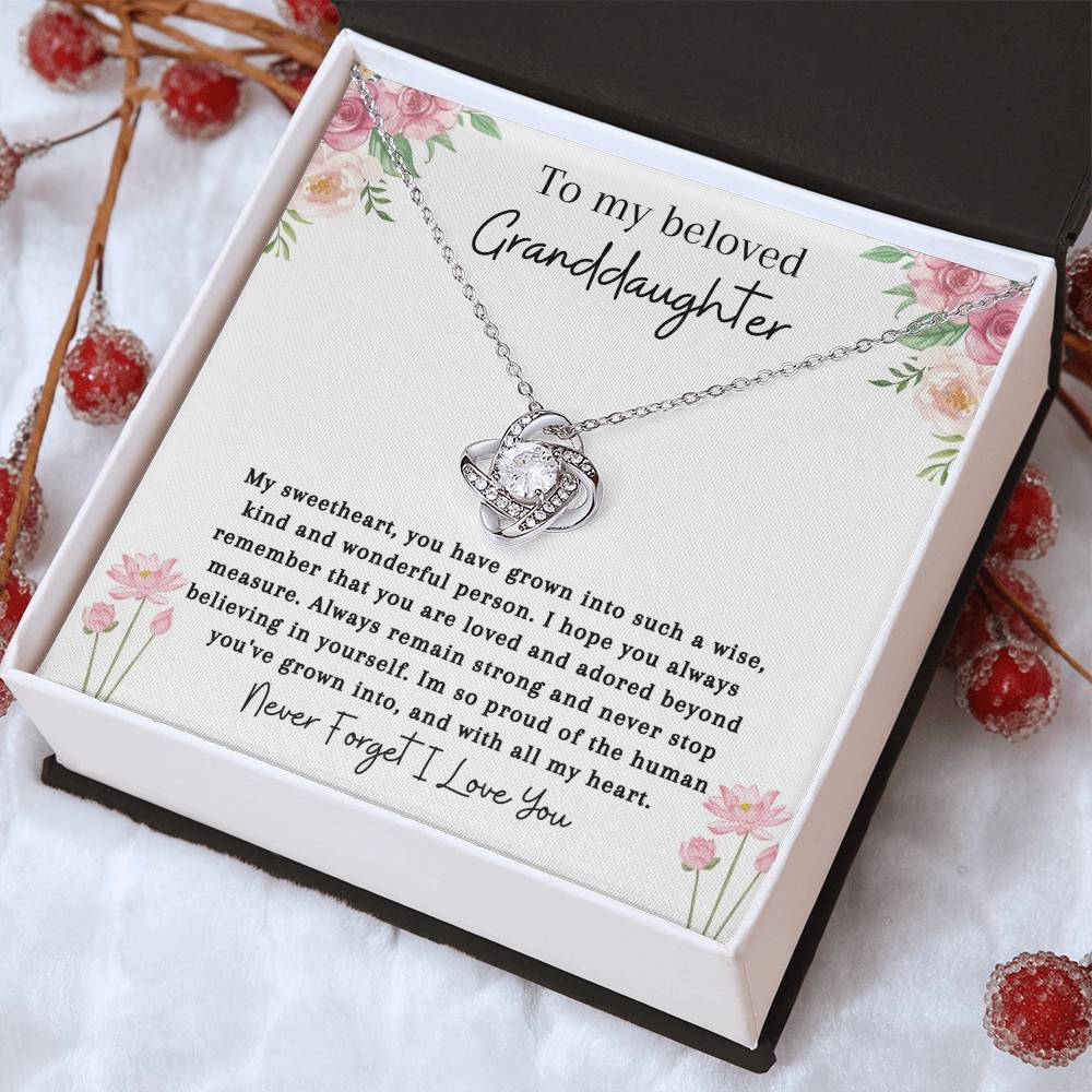 To My Beloved Granddaughter | So Proud | Love Knot Necklace