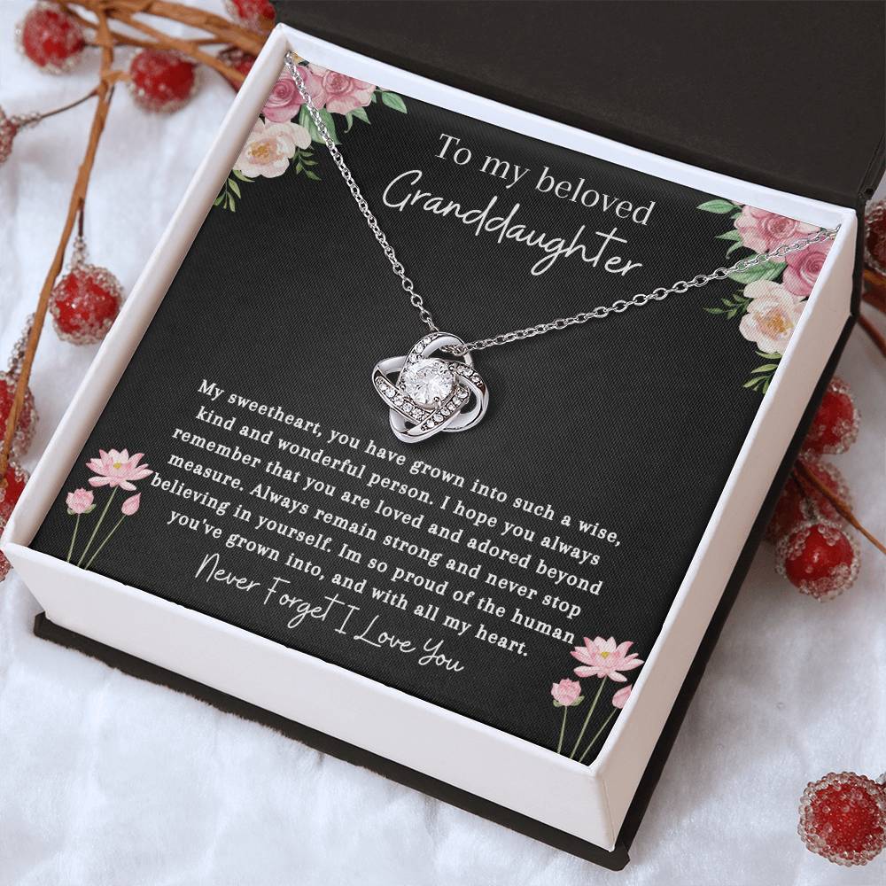 To My Beloved Granddaughter | Never Stop Believing | Love Knot Necklace