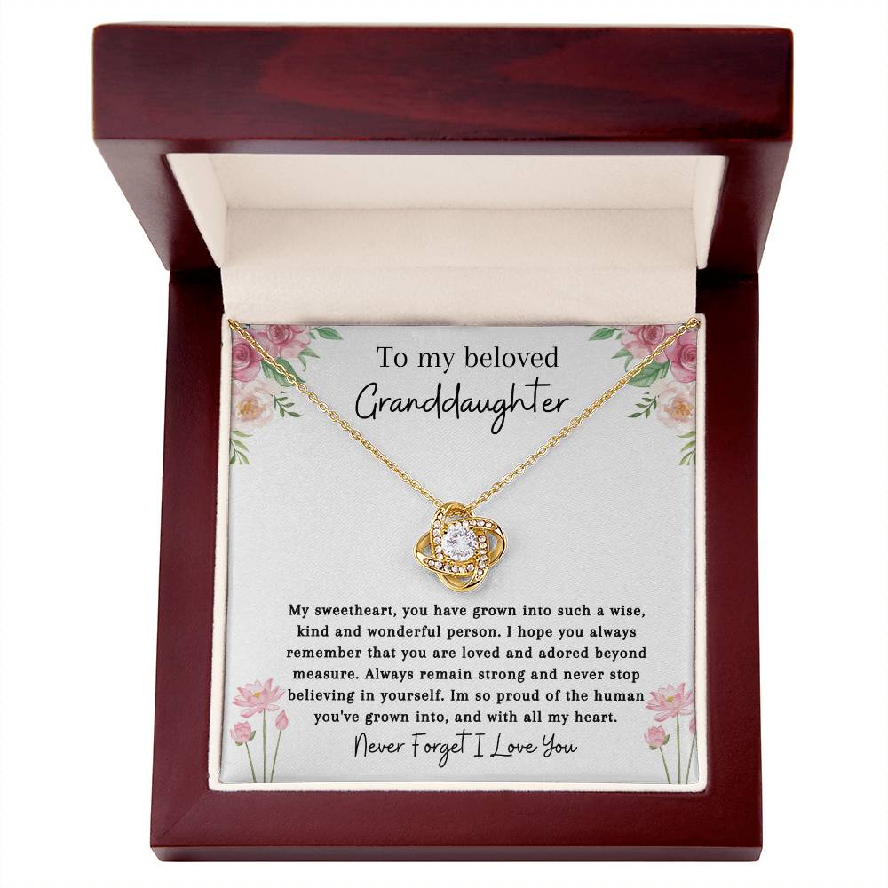 To My Beloved Granddaughter | So Proud | Love Knot Necklace
