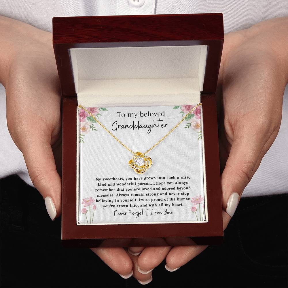 To My Beloved Granddaughter | So Proud | Love Knot Necklace