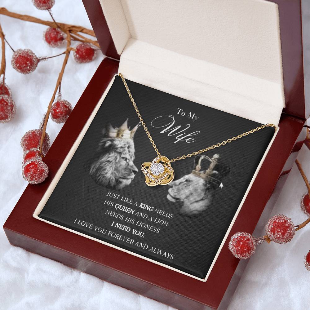 To My Wife I Need You, My Queen | Love Knot Necklace