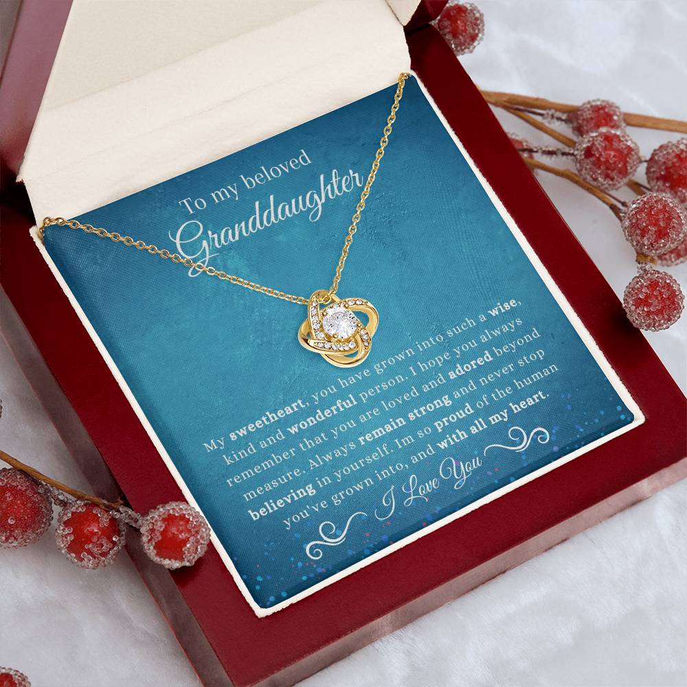 To My Beloved Granddaughter | So Proud | Love Knot Necklace