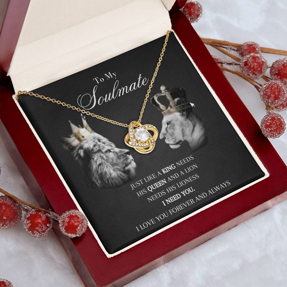 To My Soulmate | I Need You, My Queen | Love Knot Necklace