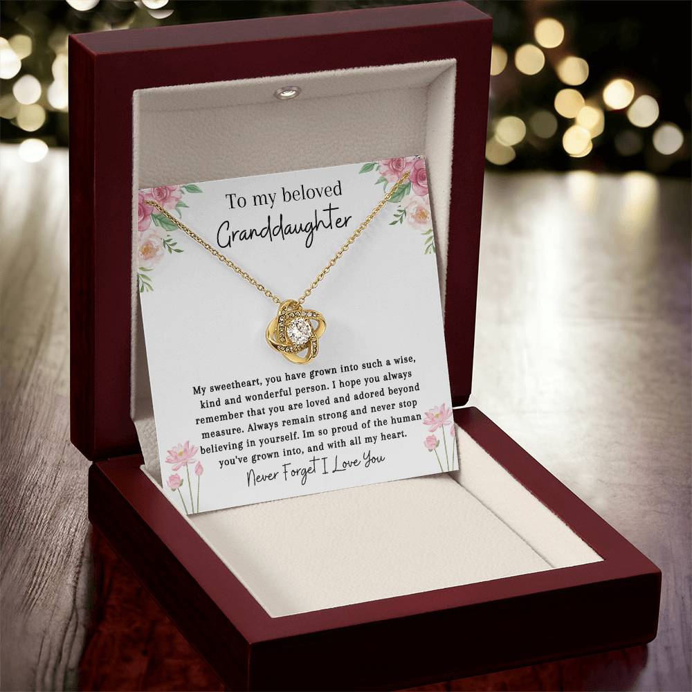 To My Beloved Granddaughter | So Proud | Love Knot Necklace
