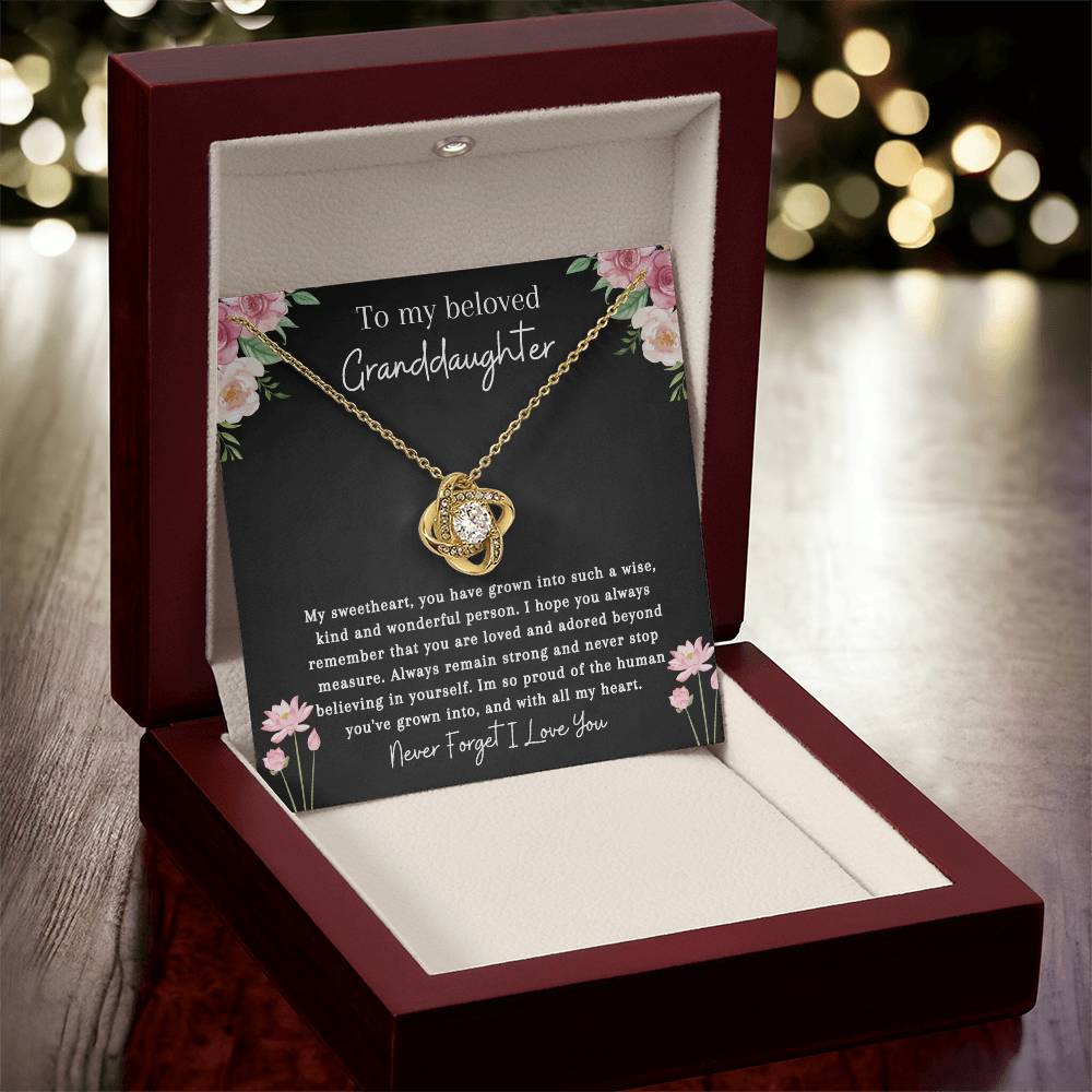 To My Beloved Granddaughter | Never Stop Believing | Love Knot Necklace