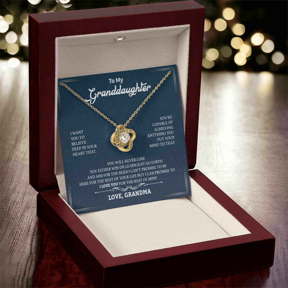 To My Granddaughter | Your Capable of Achieving Anything | Love Knot Necklace
