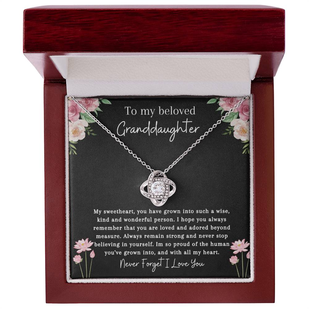 To My Beloved Granddaughter | Never Stop Believing | Love Knot Necklace