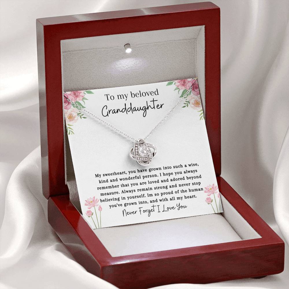 To My Beloved Granddaughter | So Proud | Love Knot Necklace