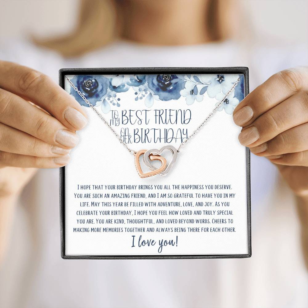To My Best Friend | Happy Birthday | Truly Special | Interlocking Heart Necklace