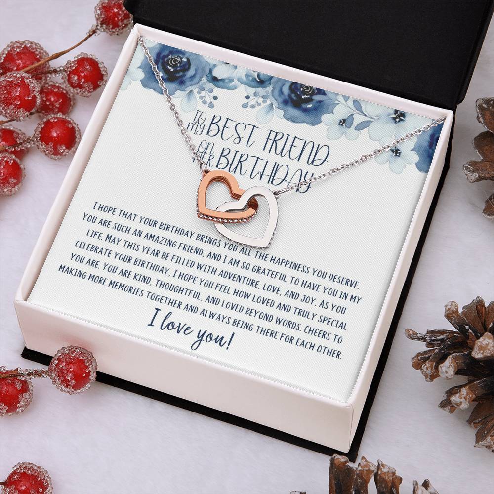 To My Best Friend | Happy Birthday | Truly Special | Interlocking Heart Necklace