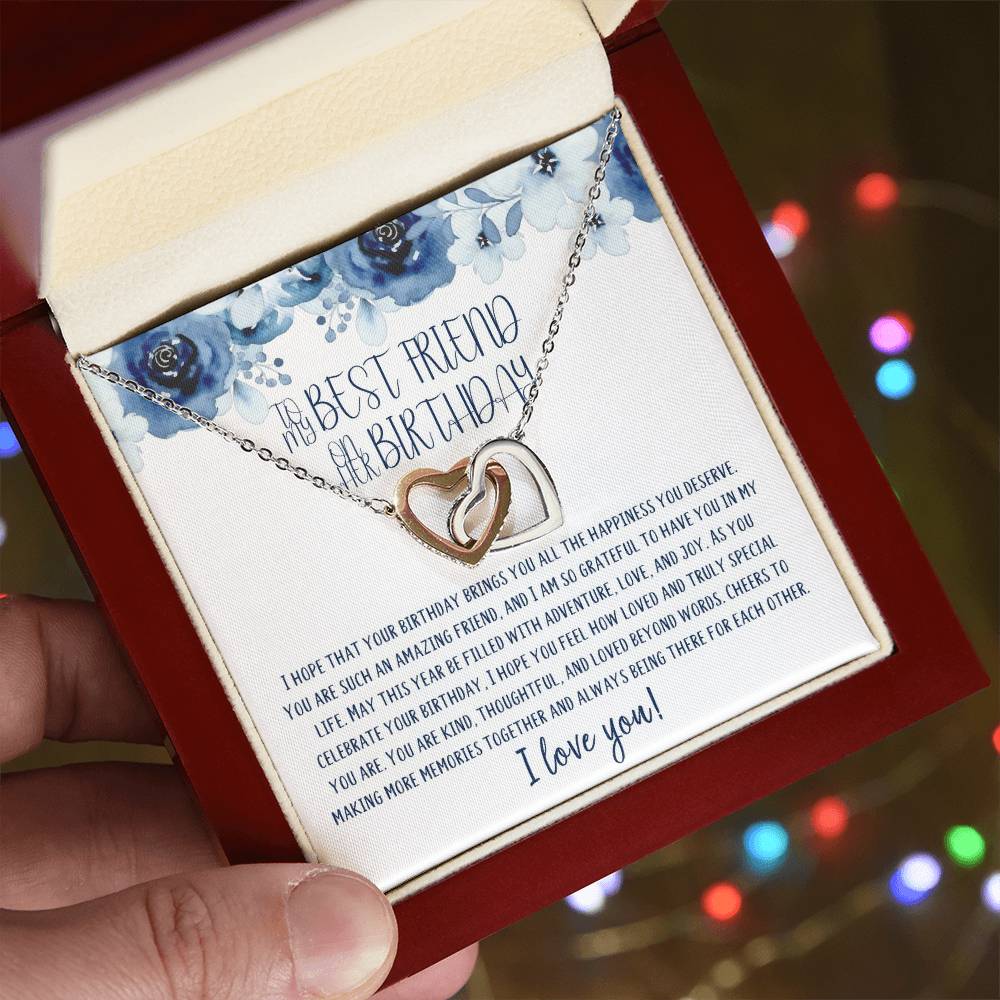 To My Best Friend | Happy Birthday | Truly Special | Interlocking Heart Necklace