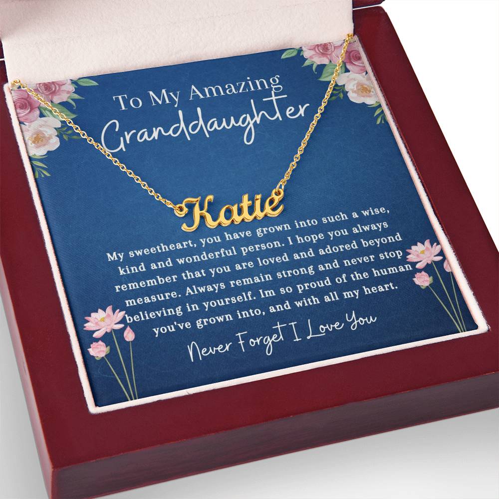To My Amazing Granddaughter | Remember You Are Loved | Name Necklace