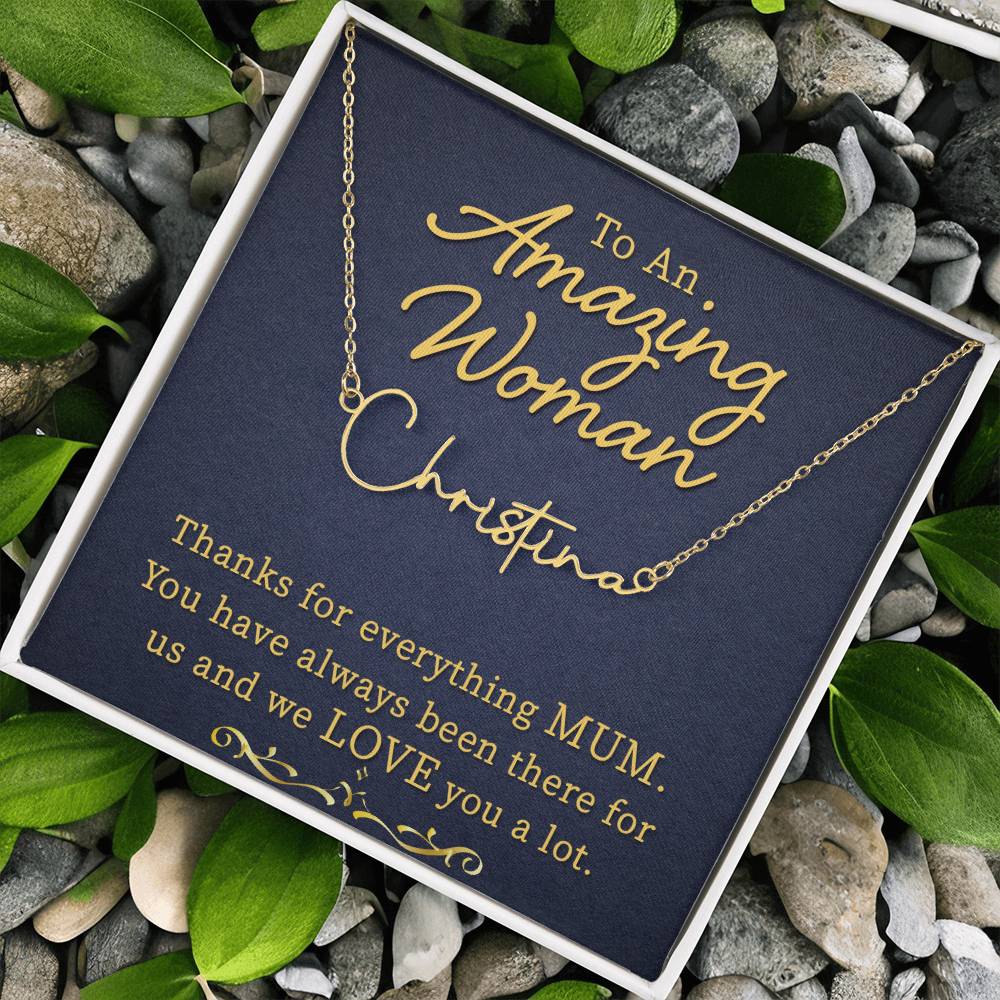 To My Mum | An Amazing Women | Gold Signature Name necklace