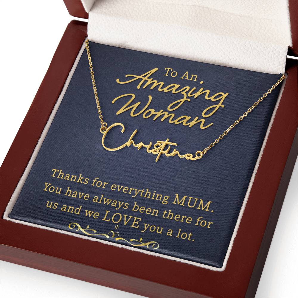 To My Mum | An Amazing Women | Gold Signature Name necklace