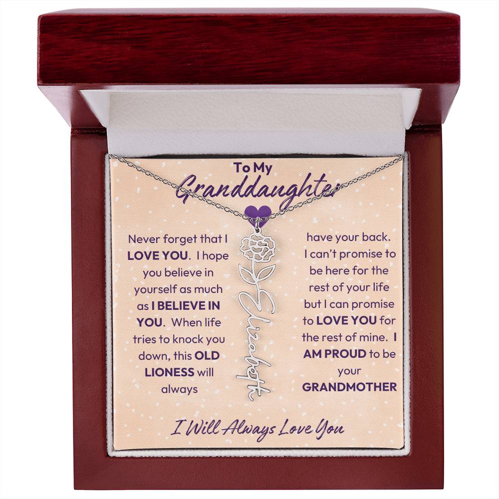 My Granddaughter | I will Always Love you | Birth Flower | 18K Gold Finish