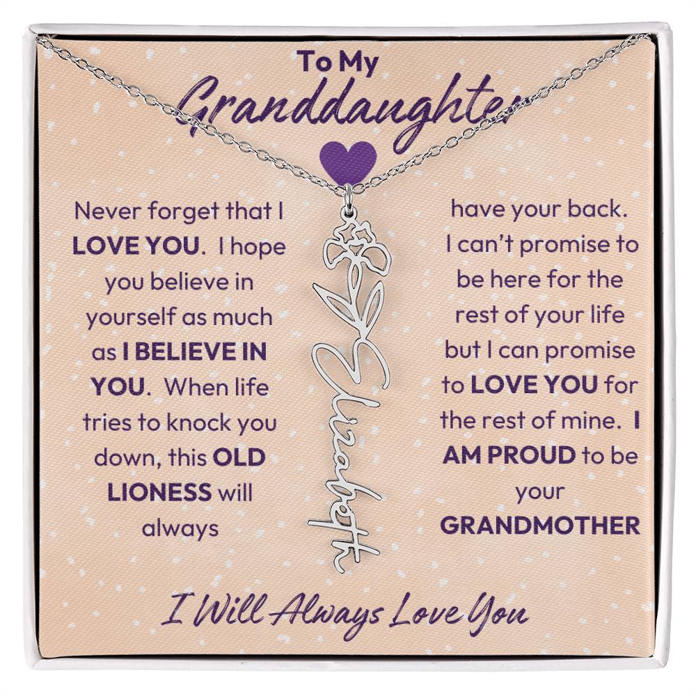 My Granddaughter | I will Always Love you | Birth Flower | 18K Gold Finish