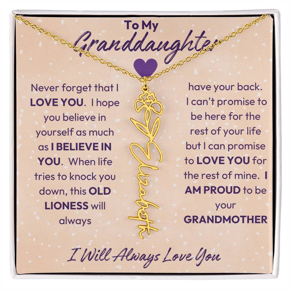 My Granddaughter | I will Always Love you | Birth Flower | 18K Gold Finish