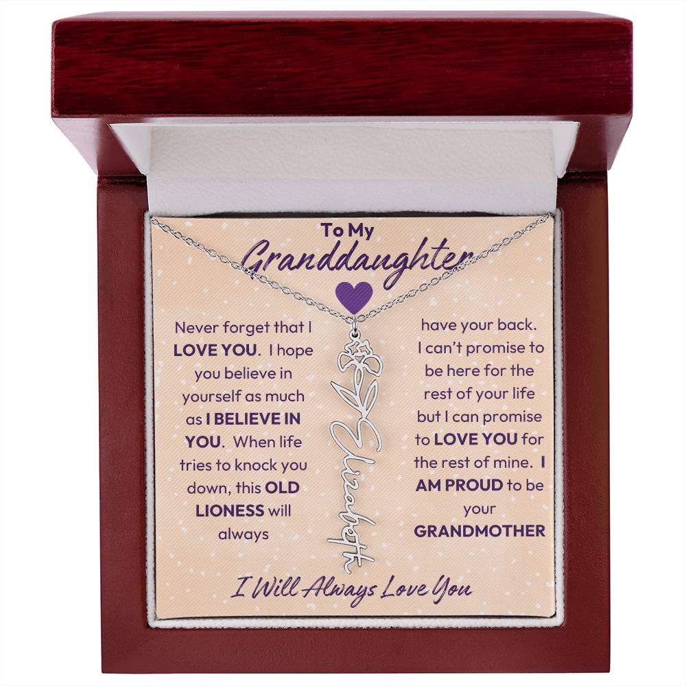 My Granddaughter | I will Always Love you | Birth Flower | 18K Gold Finish