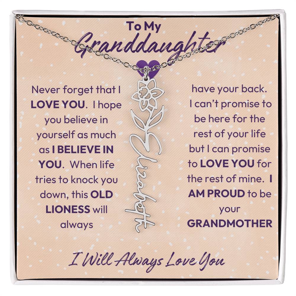 My Granddaughter | I will Always Love you | Birth Flower | 18K Gold Finish