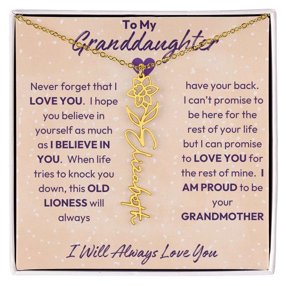 My Granddaughter | I will Always Love you | Birth Flower | 18K Gold Finish