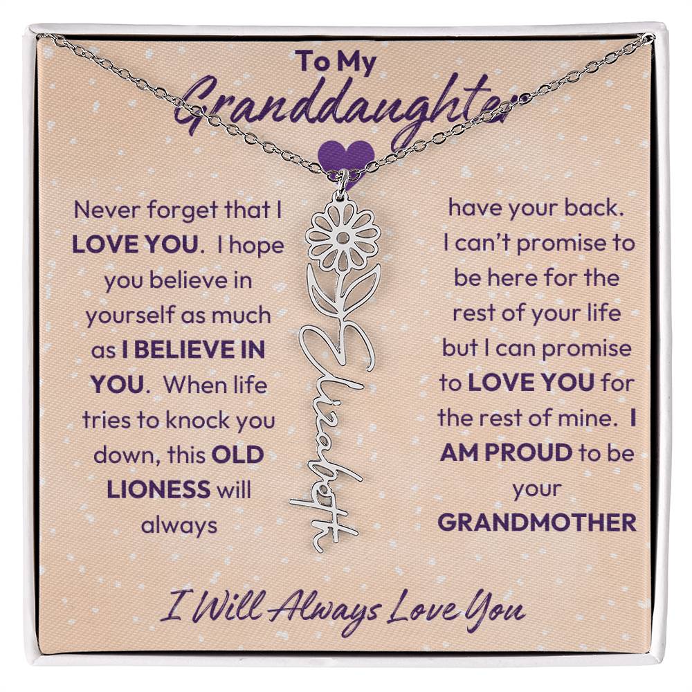 My Granddaughter | I will Always Love you | Birth Flower | 18K Gold Finish