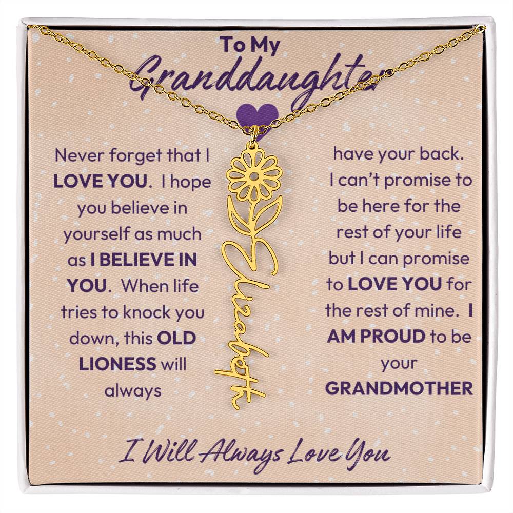 My Granddaughter | I will Always Love you | Birth Flower | 18K Gold Finish