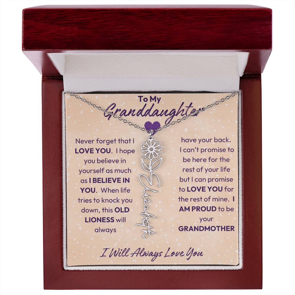 My Granddaughter | I will Always Love you | Birth Flower | 18K Gold Finish