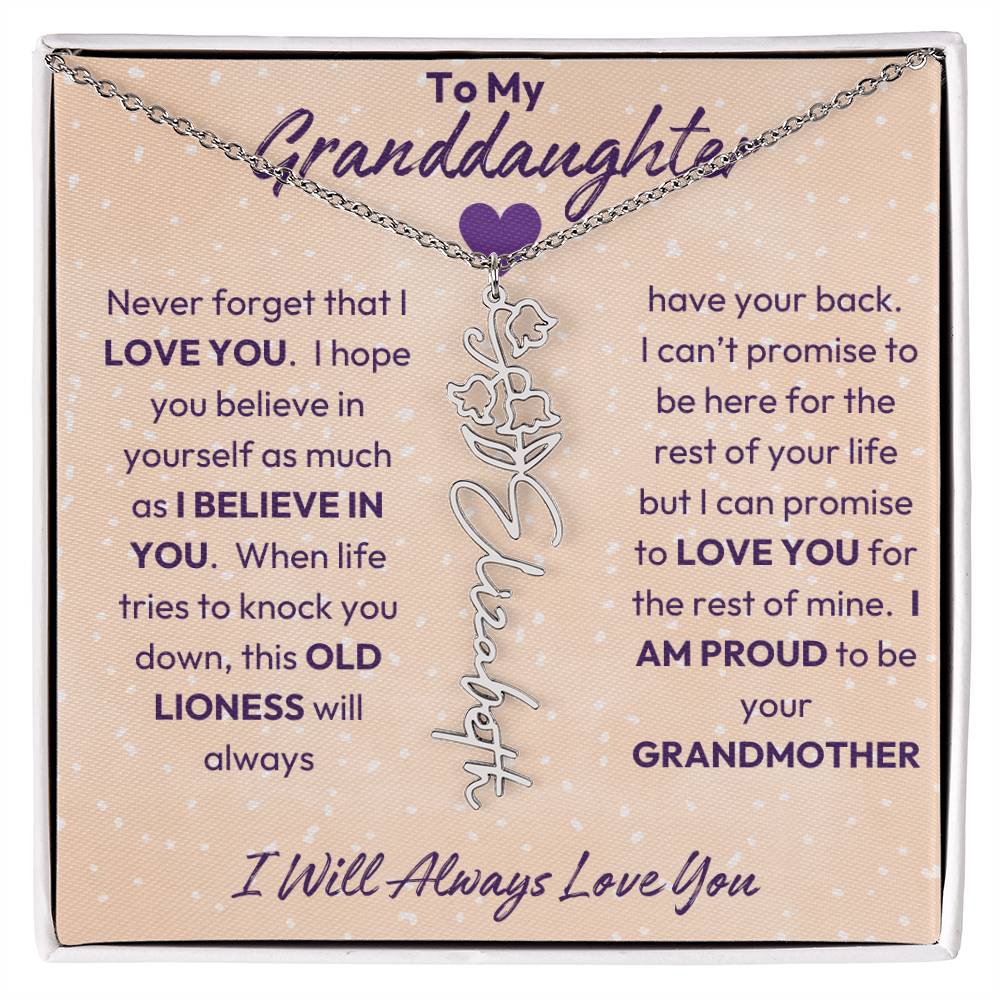 My Granddaughter | I will Always Love you | Birth Flower | 18K Gold Finish