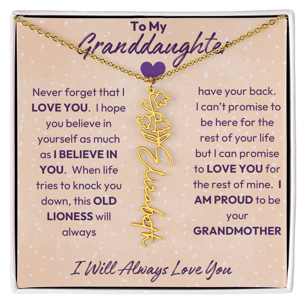 My Granddaughter | I will Always Love you | Birth Flower | 18K Gold Finish
