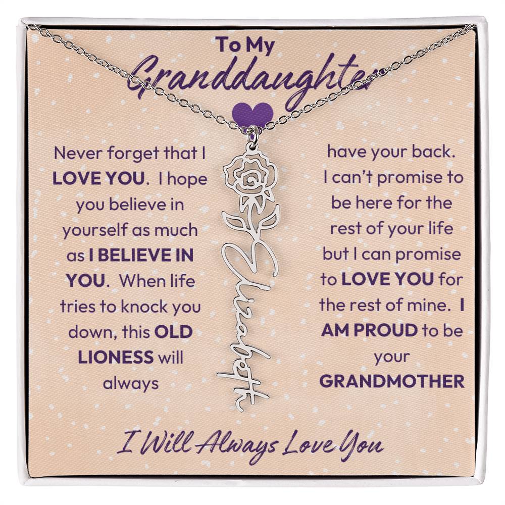 My Granddaughter | I will Always Love you | Birth Flower | 18K Gold Finish