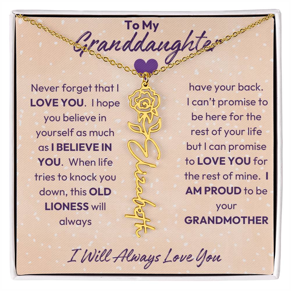 My Granddaughter | I will Always Love you | Birth Flower | 18K Gold Finish