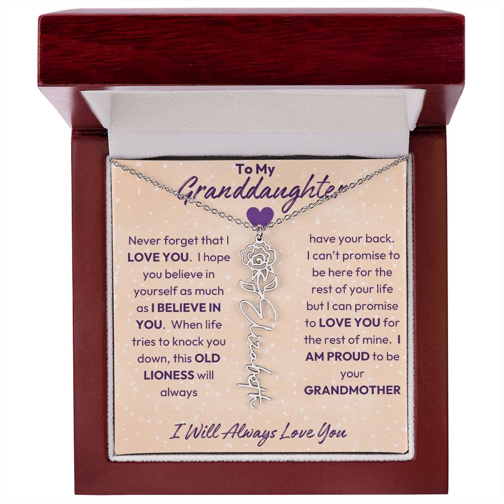 My Granddaughter | I will Always Love you | Birth Flower | 18K Gold Finish