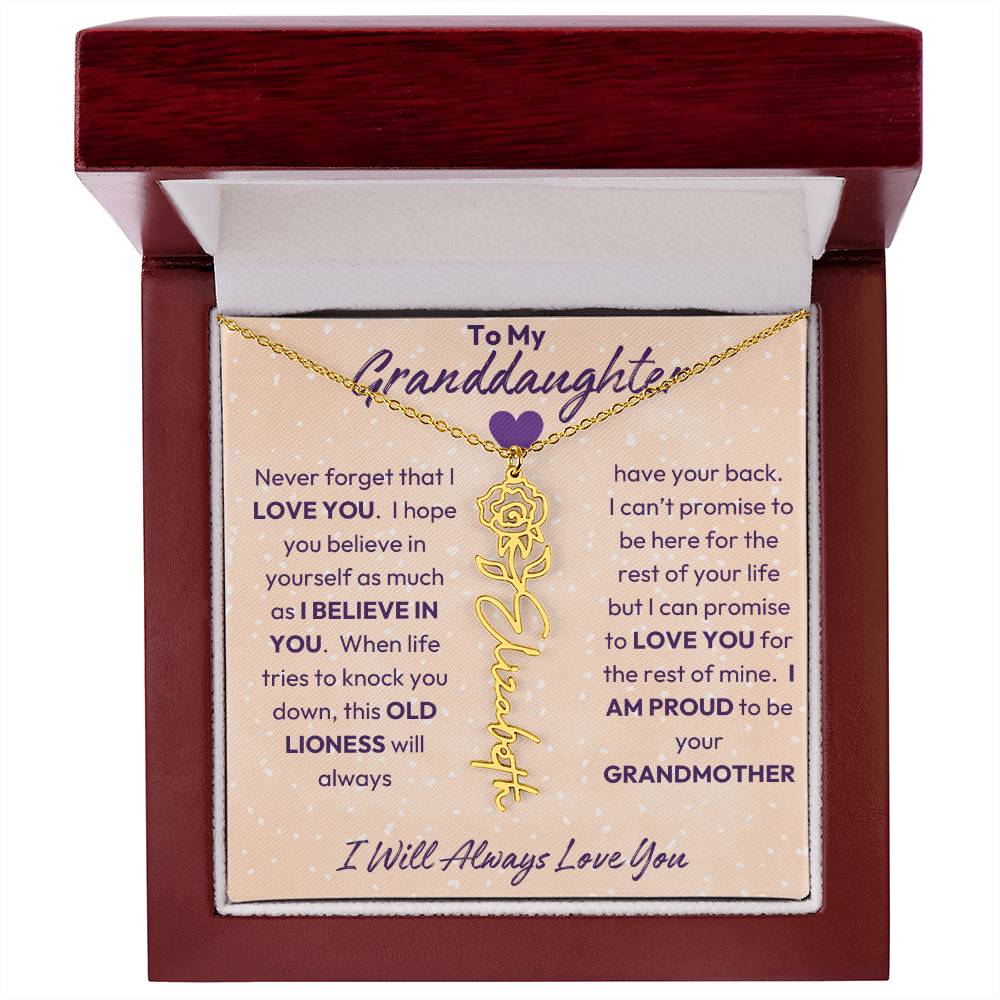 My Granddaughter | I will Always Love you | Birth Flower | 18K Gold Finish