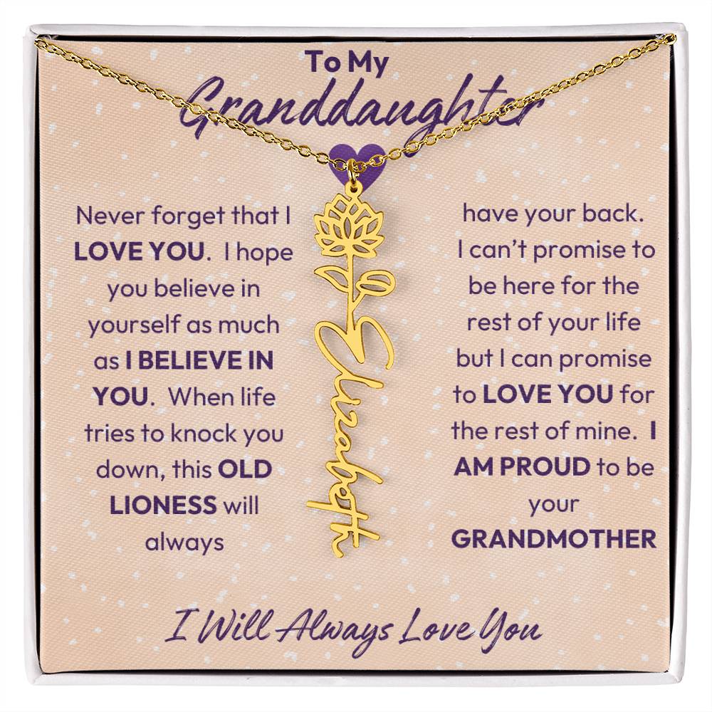 My Granddaughter | I will Always Love you | Birth Flower | 18K Gold Finish