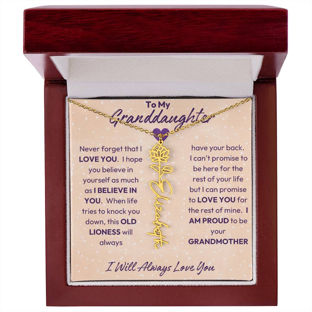 My Granddaughter | I will Always Love you | Birth Flower | 18K Gold Finish