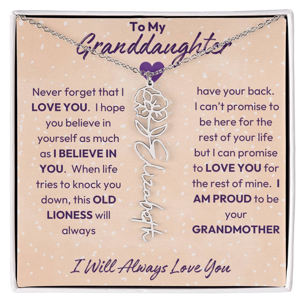 My Granddaughter | I will Always Love you | Birth Flower | 18K Gold Finish
