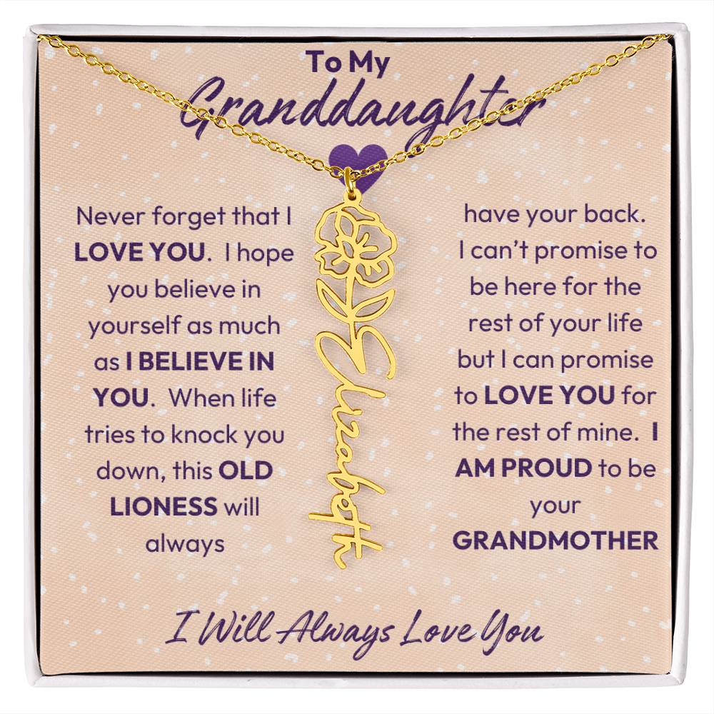 My Granddaughter | I will Always Love you | Birth Flower | 18K Gold Finish