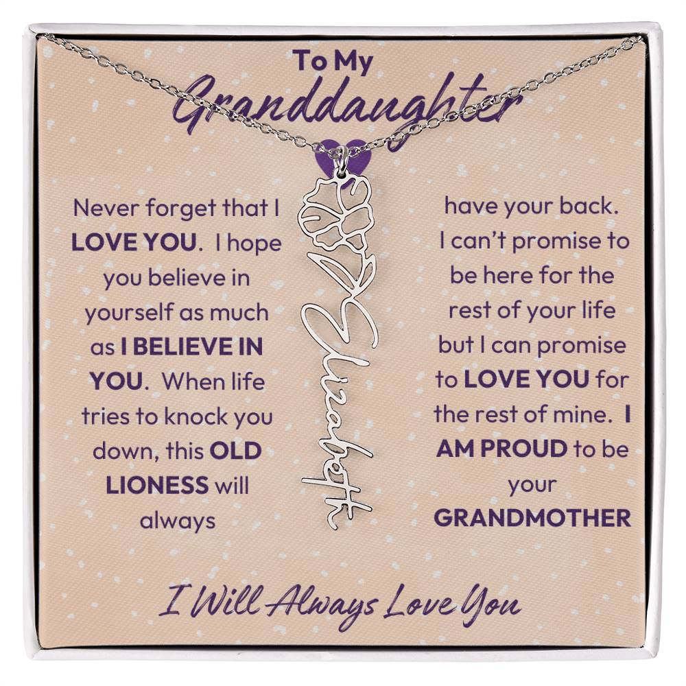 My Granddaughter | I will Always Love you | Birth Flower | 18K Gold Finish