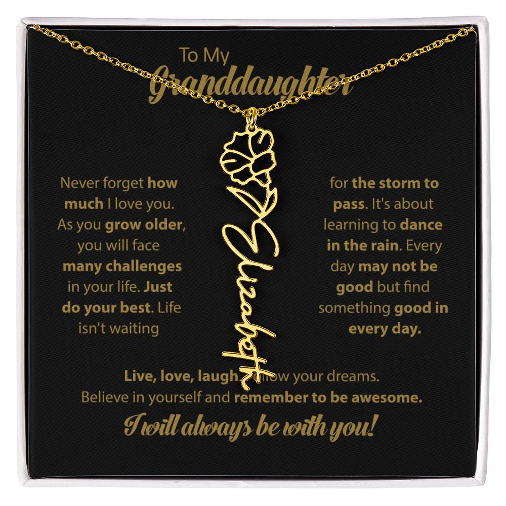 To My Granddaughter | Dance In the Rain | Personalized Flower Name Necklace