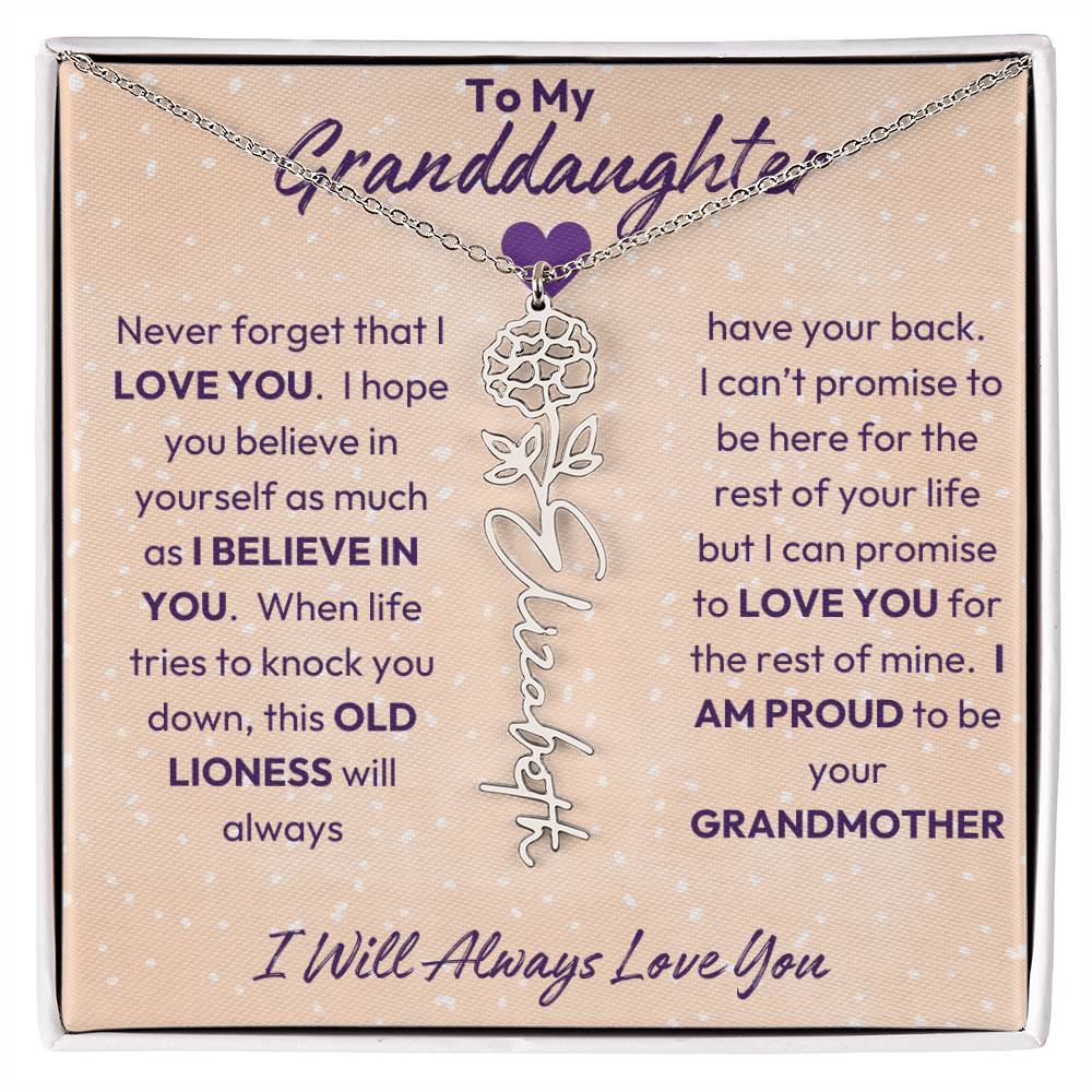My Granddaughter | I will Always Love you | Birth Flower | 18K Gold Finish