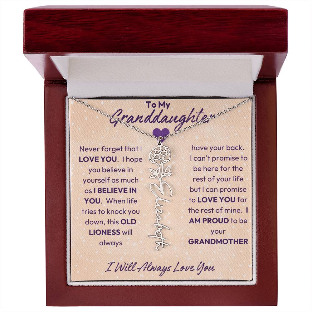 My Granddaughter | I will Always Love you | Birth Flower | 18K Gold Finish