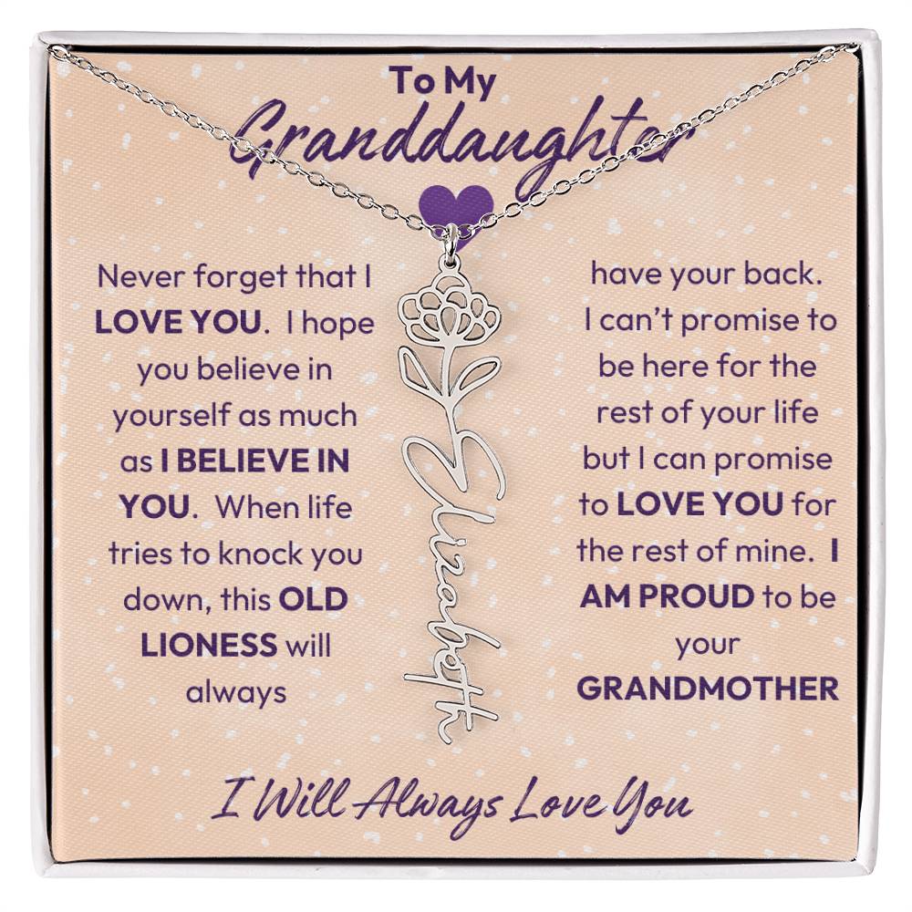 My Granddaughter | I will Always Love you | Birth Flower | 18K Gold Finish