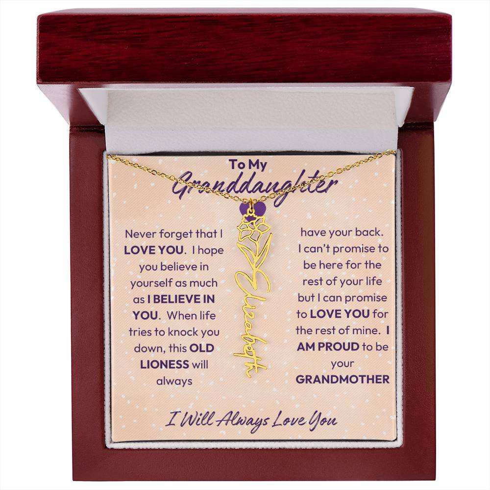 My Granddaughter | I will Always Love you | Birth Flower | 18K Gold Finish