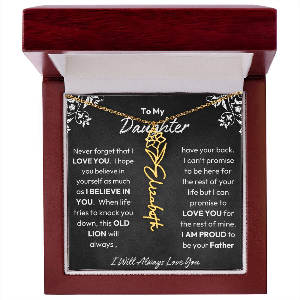 To My Daughter | Proud To Be Your Father | Birth Flower Necklace | Gold