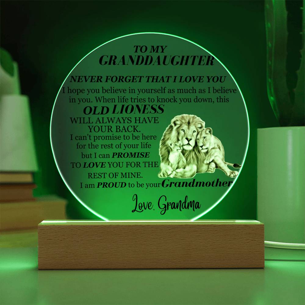 My Granddaughter, Never Forget| Love Grandma | Acrylic Keepsake
